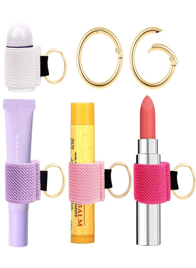 LUCKINEE 4PCS Lip balm Holder Keychain Bulk Lip Gloss Holder Key chain Lipstick Holder KeyChian Mini Lip Balm Holder Compatible with ChapStick, Summer Fridays - Image 1